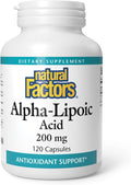 Natural Factors Alpha-Lipoic Acid 200 mg Antioxidant Support 120 Capsules