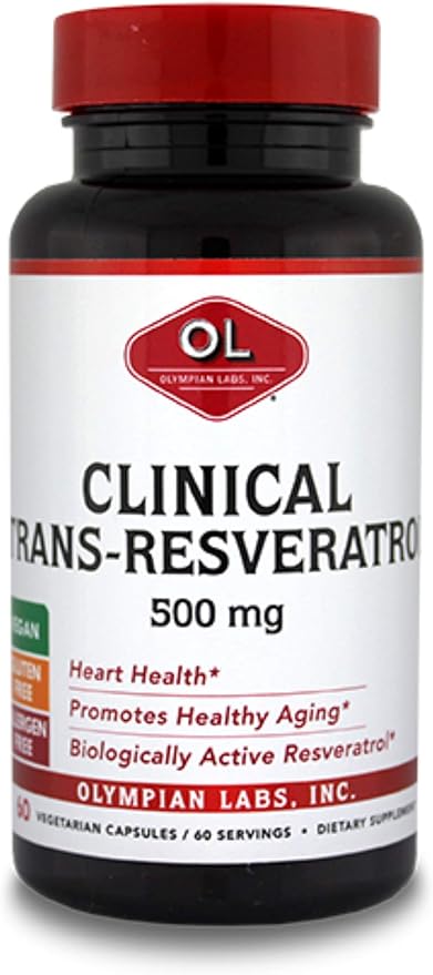 Olympian Labs Clinical Trans-Resveratrol 500 mg 60-Veg. Capsules