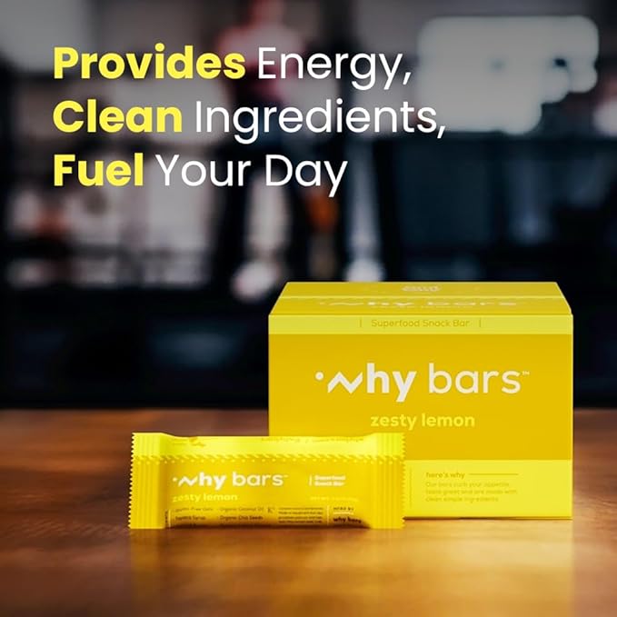 Why Bars Superfood Protein Bars Variety Pack 2.04 Ounce Bars (Pack of 12 Protein Bars) - Protein Bar Superfood Gluten Free Non GMO Organic Vegan Simple Ingredients