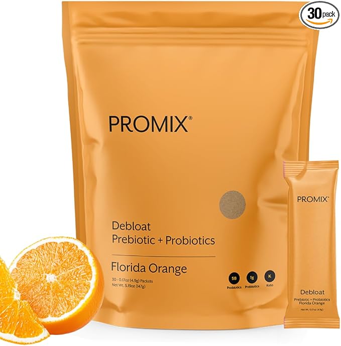 ProMix Nutrition Debloat Prebiotics and Probiotics with Baobab - Rich in Vitamin C Bloating Relief Immune Support - Orange - 30 Servings (Pack of 30)