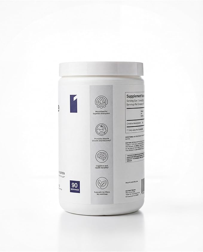 Protocol One Ultra-Micronized Creatine Monohydrate Powder | 450g 90 Servings | Muscle Strength Power &amp Recovery | Cognitive Focus &amp Mental Energy Support | Pure Unflavored