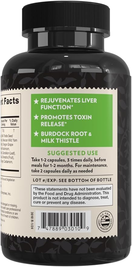 Crystal Star Liver Renew 60 Capsules Herbal Liver Cleanse Supplement that Supports Normal Liver Function &amp Promotes Toxin Release - Milk Thistle Non-GMO