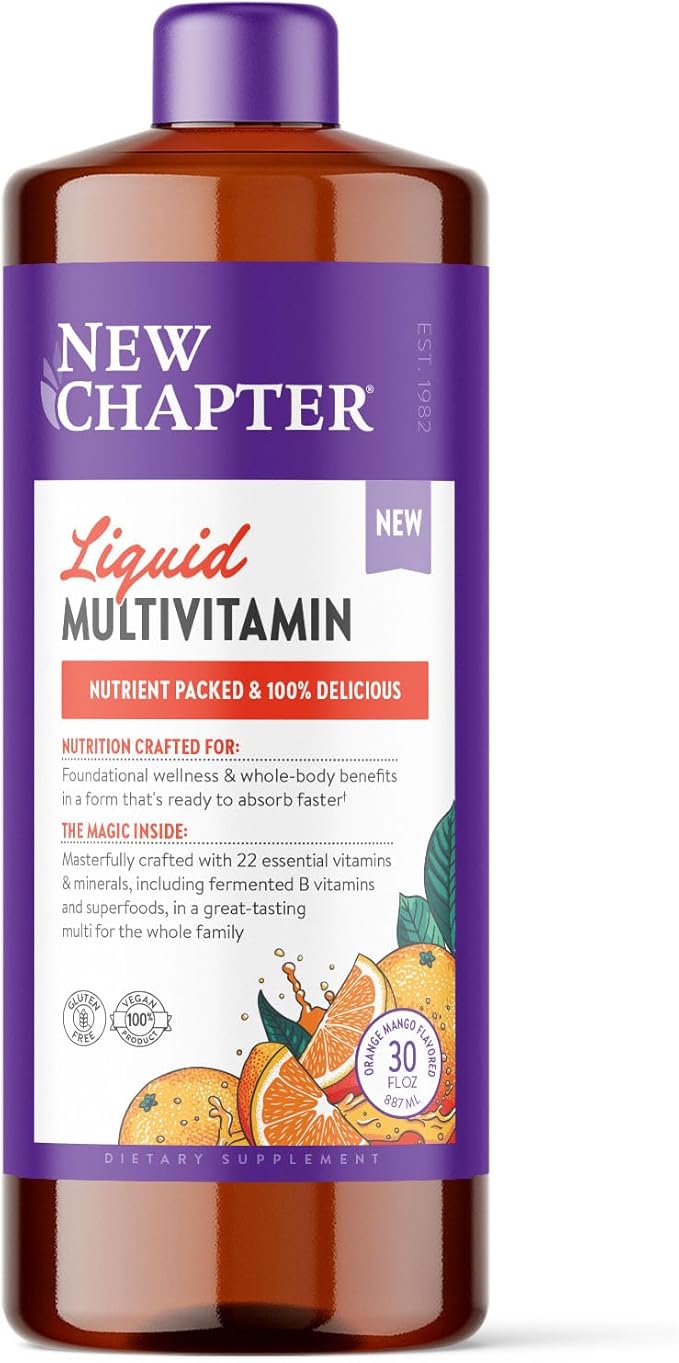 New Chapter Liquid Multivitamin + Mineral Supplement for Whole-Body Benefits 100% Delicious Multivitamin for Adults Teens &amp Kids 2+ Ready to Absorb Faster Orange Mango Flavored 30 oz