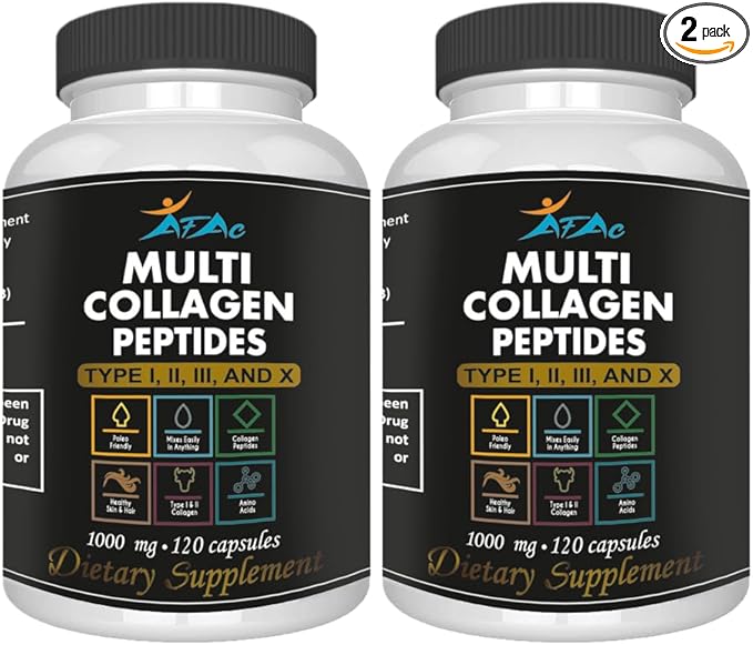 Collagen Multi Peptides Supplement Types I II III X 240 Capsules 2-Pack