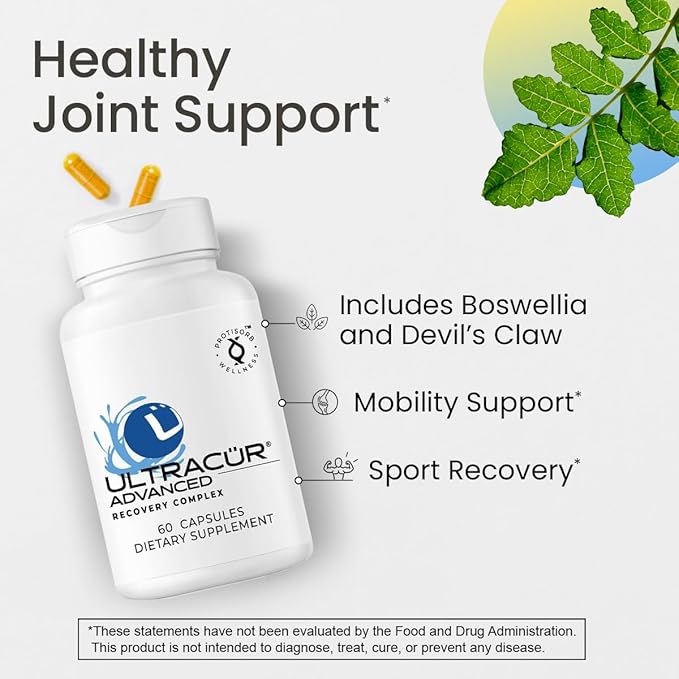 UltraCur Advanced Joint Support Supplement with High Absorption Curcumin - Extra Strength Protisorb Liquid Protein Scaffold - Supports Mobility &amp Flexibility with Devils Claw &amp Boswellia - 60