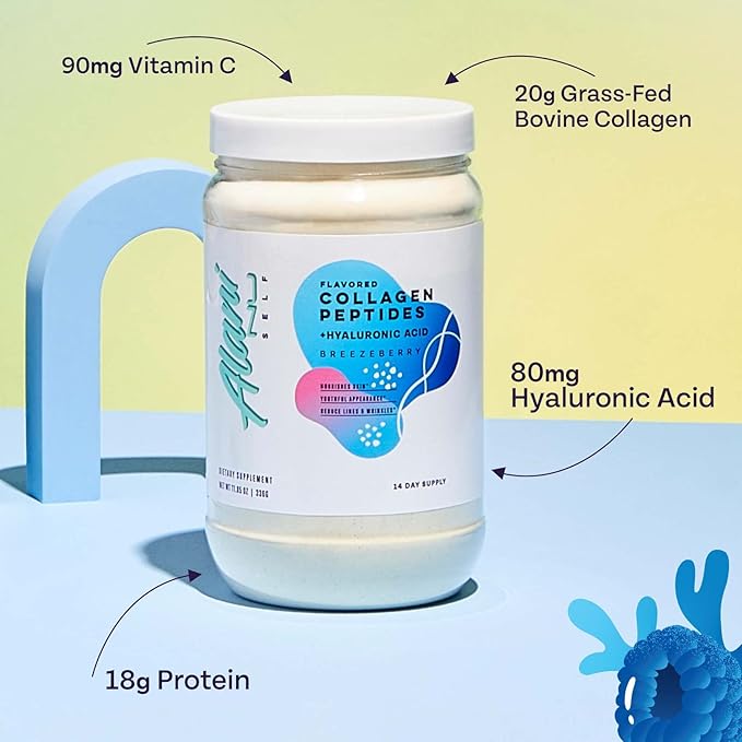 Alani Nu Collagen Peptides Powder BREEZEBERRY | 18g Protein | Supports Bone Skin and Nail Health | Collagen for Women | 80mg of Hyaluronic Acid | Gluten Free | Sugar Free | 14 Servings