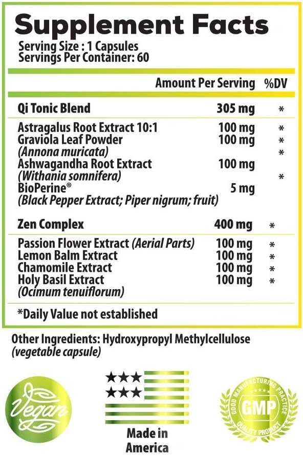 Ideal Infusion Cortisol Blocker and Mood Support: Promotes Relaxation &amp Stress Relief - Overall Wellbeing &amp Serenity Astragalus Root Ashwagandha Passion Flower (60 Servings) Vegan