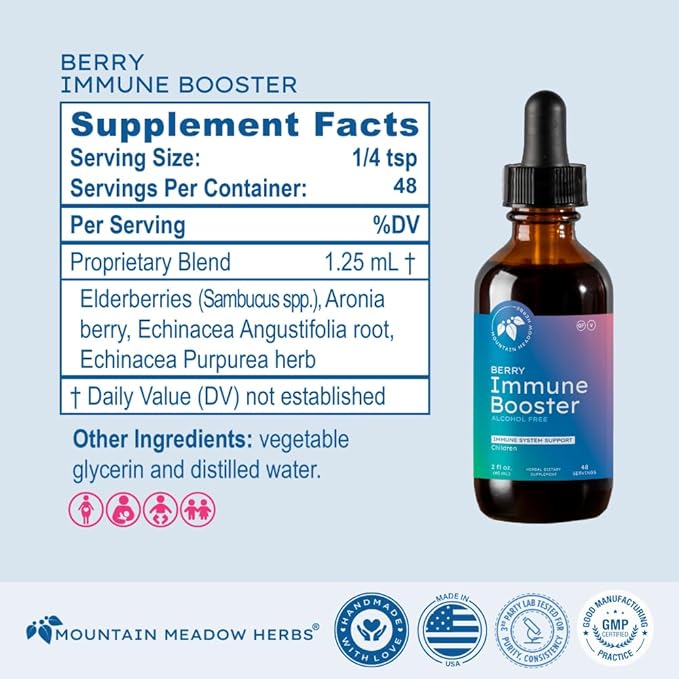Mountain Meadow Herbs Berry Immune Booster for Kids Immune Support with Elderberry and Echinacea - 2oz.