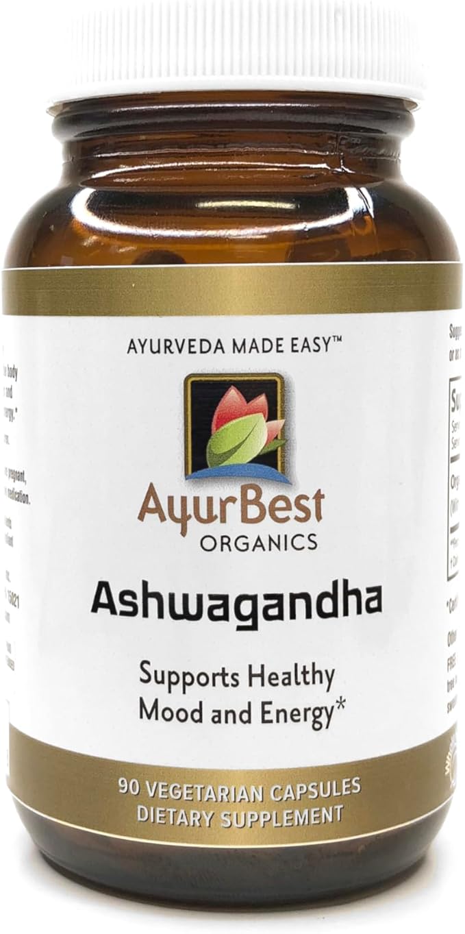 Komal Herbals Organic Ashwagandha Herbal Supplement - Whole Root Ayurvedic Botanical Formula USDA Organic and Kosher Certified Vegetarian Daily Supplement 500 mg Capsules for Wellness 90 Count