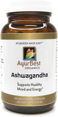 Komal Herbals Organic Ashwagandha Herbal Supplement - Whole Root Ayurvedic Botanical Formula USDA Organic and Kosher Certified Vegetarian Daily Supplement 500 mg Capsules for Wellness 90 Count