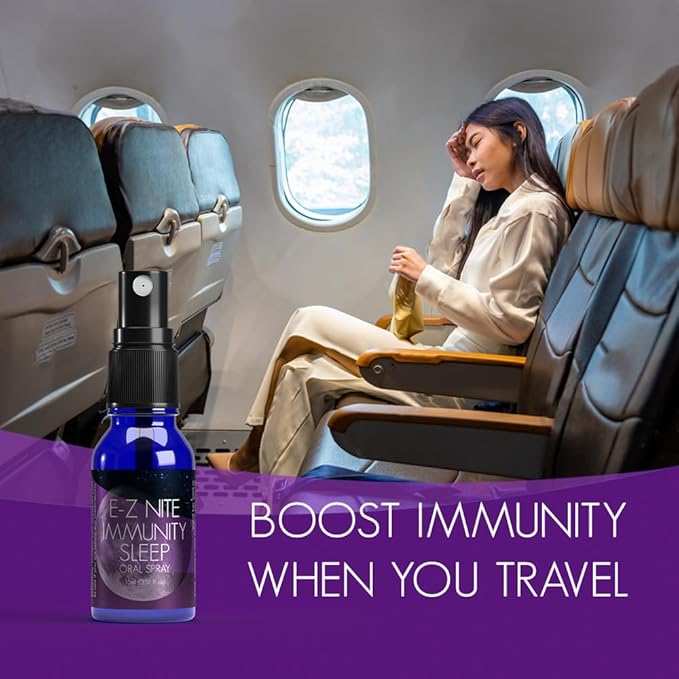 EZ Nite Sleep Immunity Spray with Melatonin Elderberry Extract and L-Theanine | Natural Defense Formula Non-Habit Forming | Non-GMO Gluten-Free | 30-Night Supply