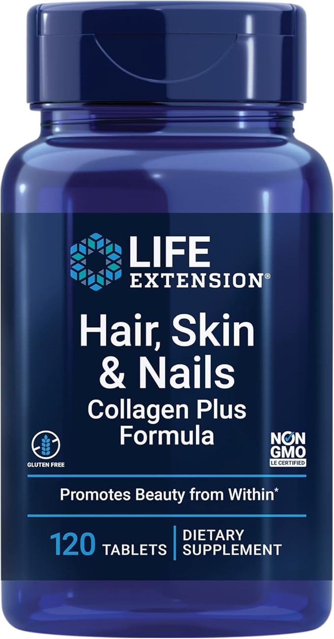 Life Extension Hair Skin &amp Nails Collagen Plus Formula with Vitamin D3 5000 IU - Promotes Collagen Keratin Bone Brain Immune &amp Nail Health - 120 Count &amp 60 Softgels