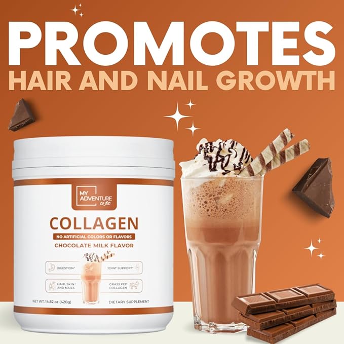 My Adventure to Fit Hydrolyzed Collagen Powder for Women - Grass Fed for Muscle Growth &amp Chocolate Collagen Protein Powder - Keto Collagen Powder for Joints &amp Gut Health - Chocolate Milk 420g