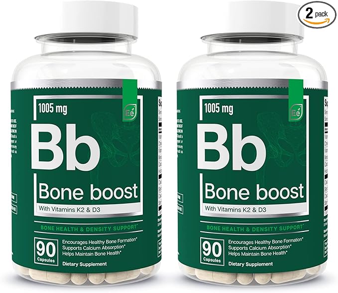 Essential Elements Bone Boost Bone Health Supplement - Bone Support and Calcium Supplement with Vitamin D 3 K2 Cissus Quadrangularis for Bone Strength - 180 Capsules (60 Day Supply) (2-Pack)