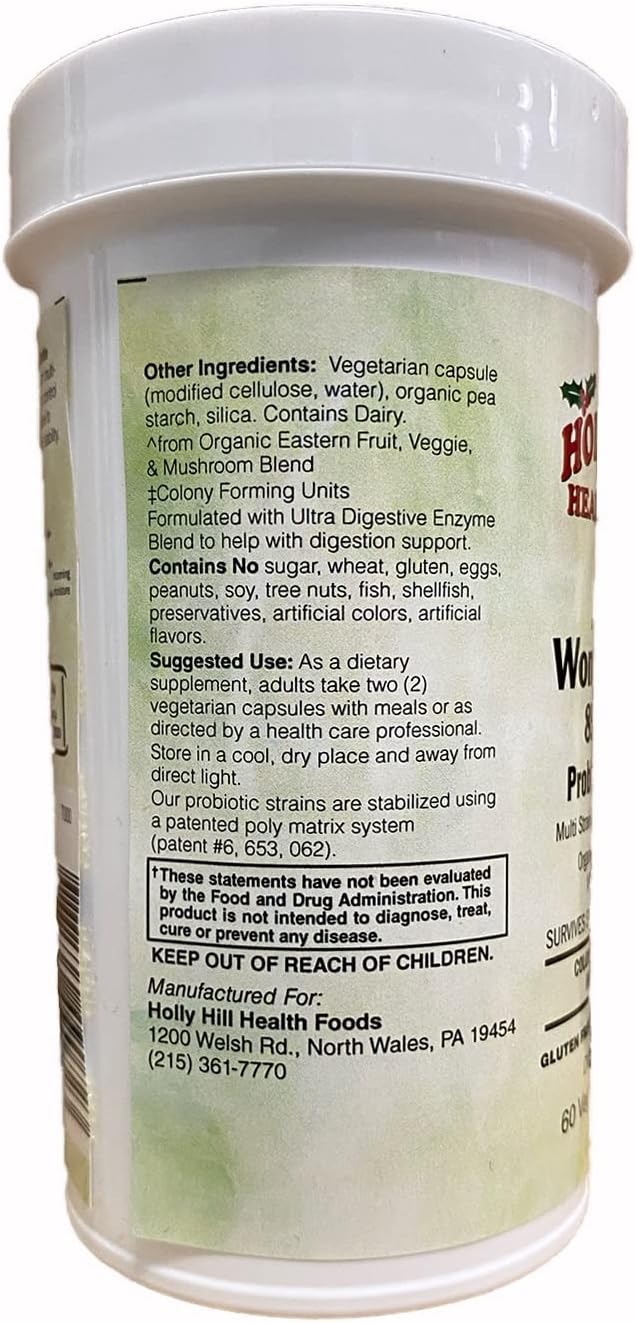 Holly Hill Health Foods Active Women's 50+ 85 Billion Probiotic Formula 60 Vegetarian Capsules