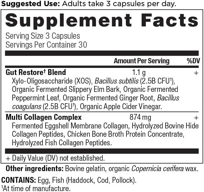 Ancient Nutrition Collagen Pills with Probiotics for Gut Health Multi Collagen Capsules Gut Restore 90 Ct Supports Gut Joints Hair &amp Nails Gluten Free Paleo and Keto Friendly