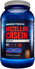 BodyTech Micellar Casein Protein Powder - Slow-Release for Overnight Muscle Recovery - 24g Protein per Serving - Rich Chocolate (2 lb)