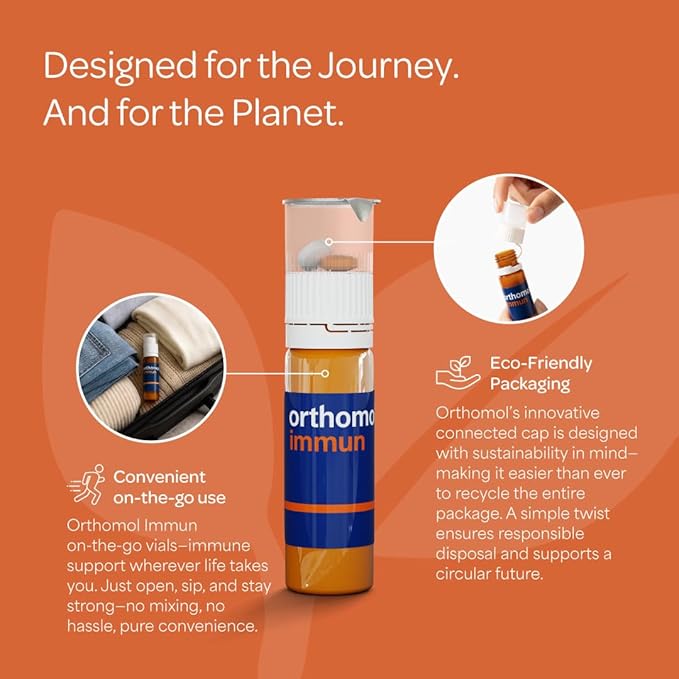 Orthomol Immun Immune Support Supplement Daily Immune System Booster Vitamins A B C D E Zinc Selenium &amp Iodine 30-Day Supply of Tablets &amp Drinkable Vials