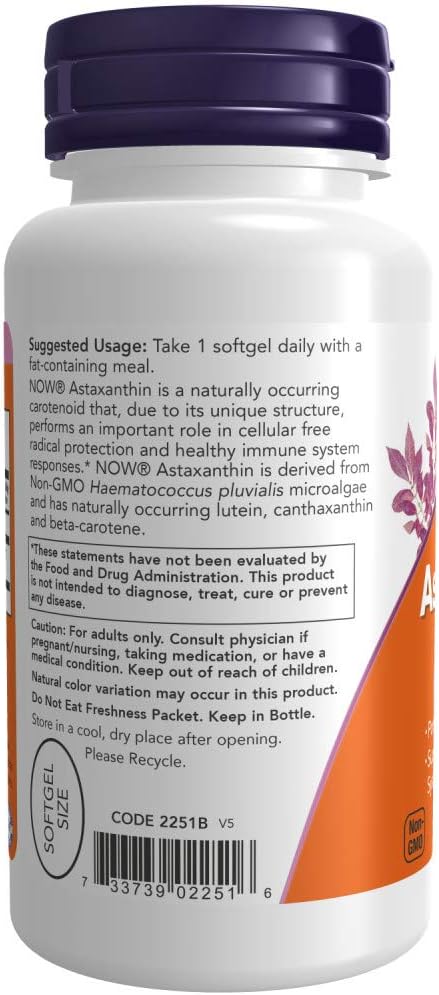 NOW Foods Astaxanthin 10mg 60 SoftGels (2 Pack)