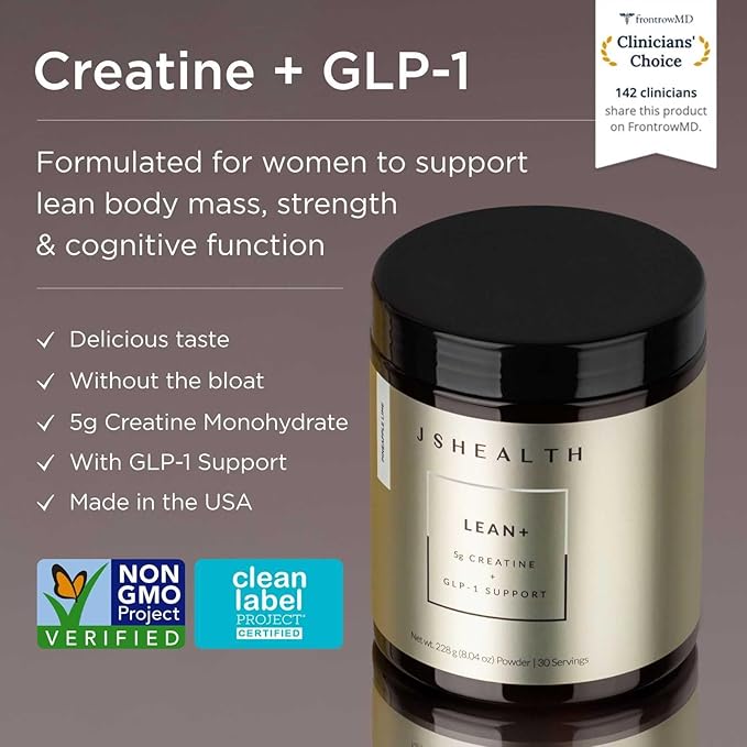 JSHealth Lean+ 5g Creatine Monohydrate for Women with Eriomin for GLP-1 Support - Micronized Creatine Powder with Clinically-Studied Probiotics Pineapple-Lime Flavor