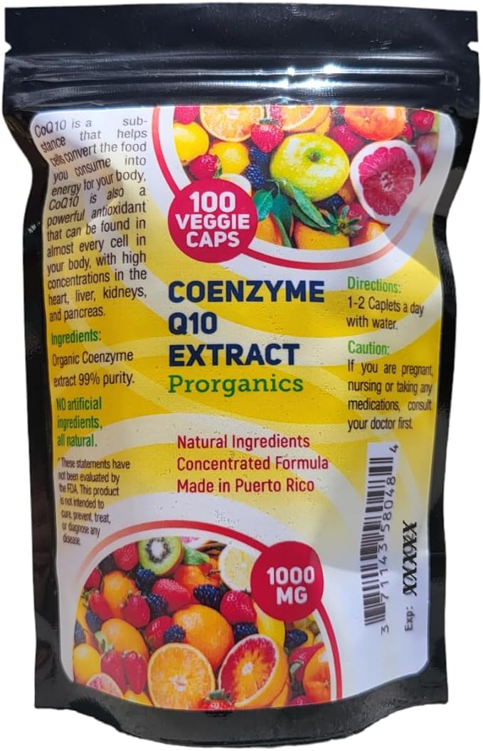 Organic Coenzyme Q10 caplets by Prorganics 1000mg 99% Purity (30)