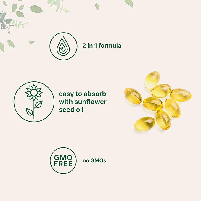 Micro Ingredients Vitamin D3 5000iu + K2 100mcg Softgels &amp Organic Collagen Peptides Powder Bundle 2 Pack | Essential Sunshine Vitamins | Hydrolyzed Type I &amp III Bovine Collagen