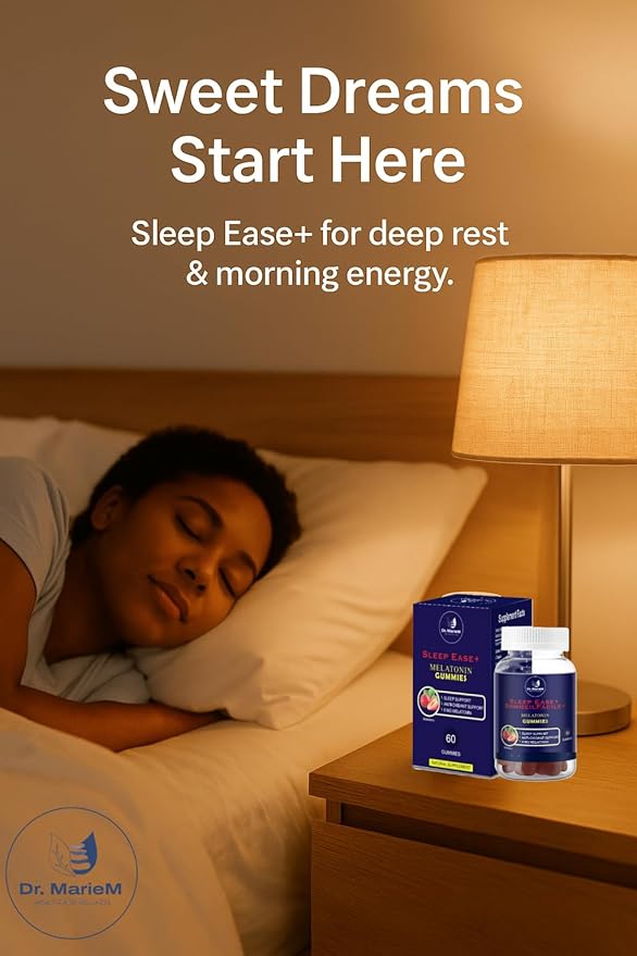 Sleep Ease+ Melatonin Gummies – 6 mg Melatonin for Deep Restful Sleep and Relaxation – Antioxidant Support – Strawberry Flavor – 60 Gummies