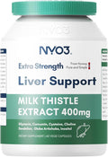 NYO3 Milk Thistle Extract 400mg Liver Cleanse Detox &amp Repair Dietary Supplement for Liver Health 60 Capsules Herbal Health Supplement Antioxidant Support