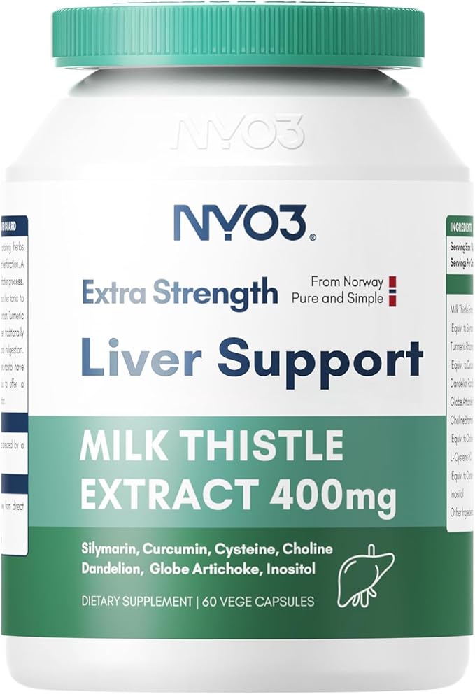 NYO3 Milk Thistle Liver Detox Supplement Support Liver Detoxify &amp Assist Skin Health Supplement 2 Pack