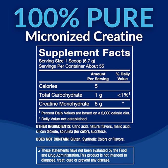 BodyTech 100% Pure Creatine Monohydrate Powder - Micronized for Maximum Absorption - Supports Muscle Strength &amp Power Output - Arctic Blast (13 oz 55 Servings)