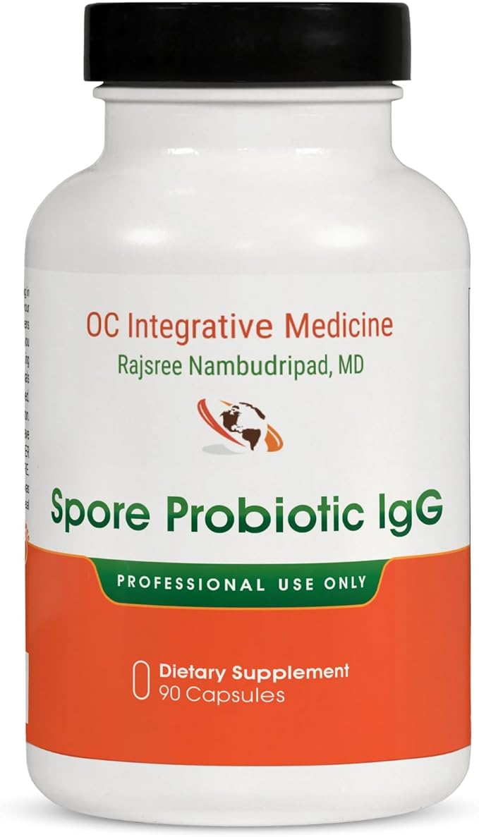 Spore Probiotic IgG by Dr. Rajsree MD | Spore-Based Probiotic &amp IgG for Gut Barrier &amp Immune Support | 3 Bacillus Strains + Bovine Immunoglobulins | 90 Capsules