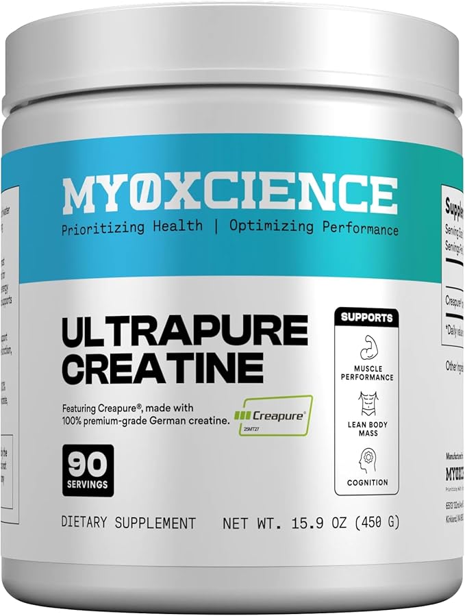 MYOXCIENCE Creapure® Creatine | 5 Grams German Creatine Monohydrate Per Serving | Supports Muscle Performance Lean Body Mass &amp Cognition (90 Serving Jar)