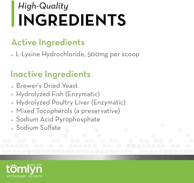 Tomlyn Immune Support Daily L-Lysine Supplement Fish-Flavored Lysine Powder for Cats and Kittens 3.5oz