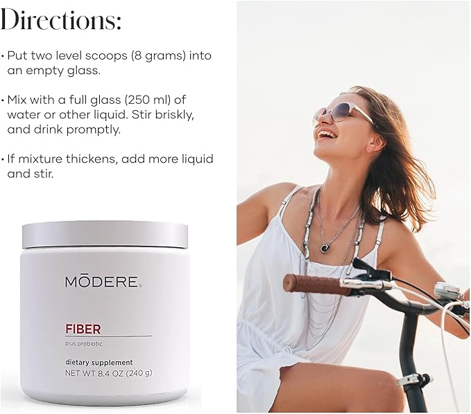 Modere Fiber Powder - Daily Wellness Formula with Easy-to-Mix Soluble Fiber for Everyday Routines and Packaged in A Convenient Canister - 240 g