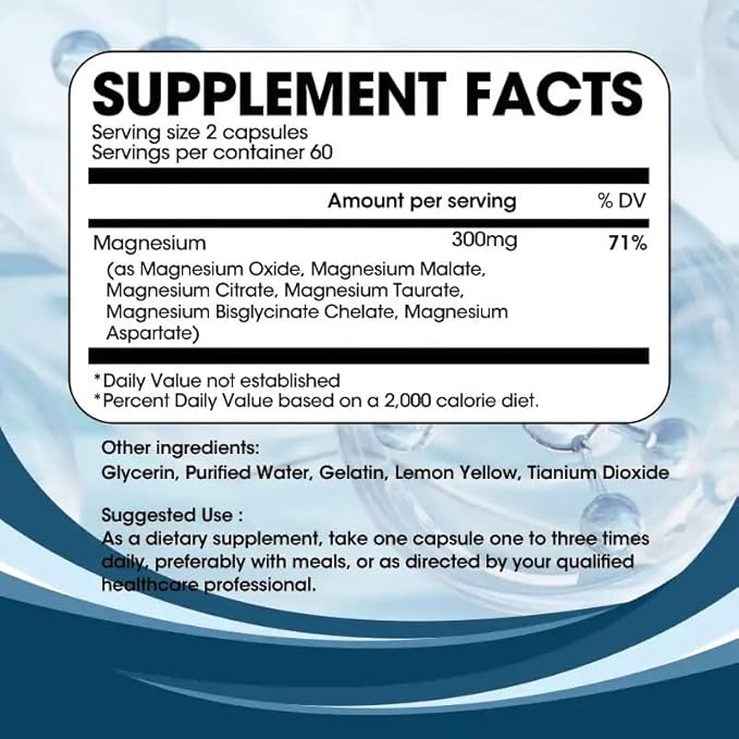 High Absorption Magnesium Complex | 6 Element Magnesium Complex for Muscle Bone &amp Nerve Health 2 Month Supply 120 Softgels