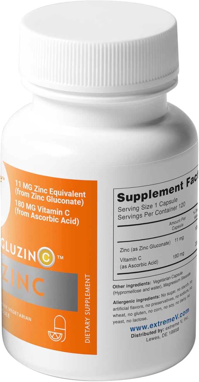 Zinc MG11 + VC | Immune-Friendly Daily Supplement - 11MG Zinc Plus 180MG Vitamin C – (2 Bottles 240 Vegetarian Capsules)