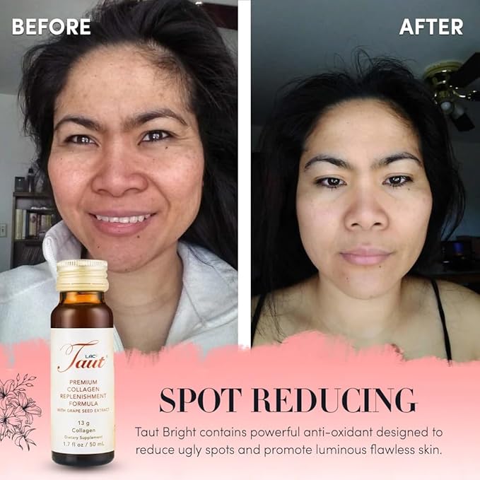 TAUT Liquid Collagen for Women – 13000mg Marine Collagen Drink with Hyaluronic Acid Grape Seed &amp Elastin – Visible Skin Hair &amp Joint Support – 2 Box (8 Bottles Each)