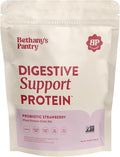 BETHANY'S PANTRY Digestive Support Protein Powder - Vegan Pea Protein with Probiotics &amp L-Glutamine - Only 5 Ingredients Non-GMO Project Verified No Artificial Sweeteners Gluten Free (Strawberr