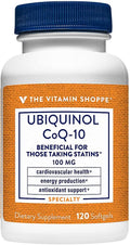 The Vitamin Shoppe Ubiquinol CoQ-10 100mg Beneficial for Those (120 Softgels)