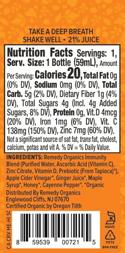 Remedy Organics Immunity Plus Shot Variety 24-Pack | Boost Energy Brain Function Detoxification and Metabolism | Certified-Organic Ingredients