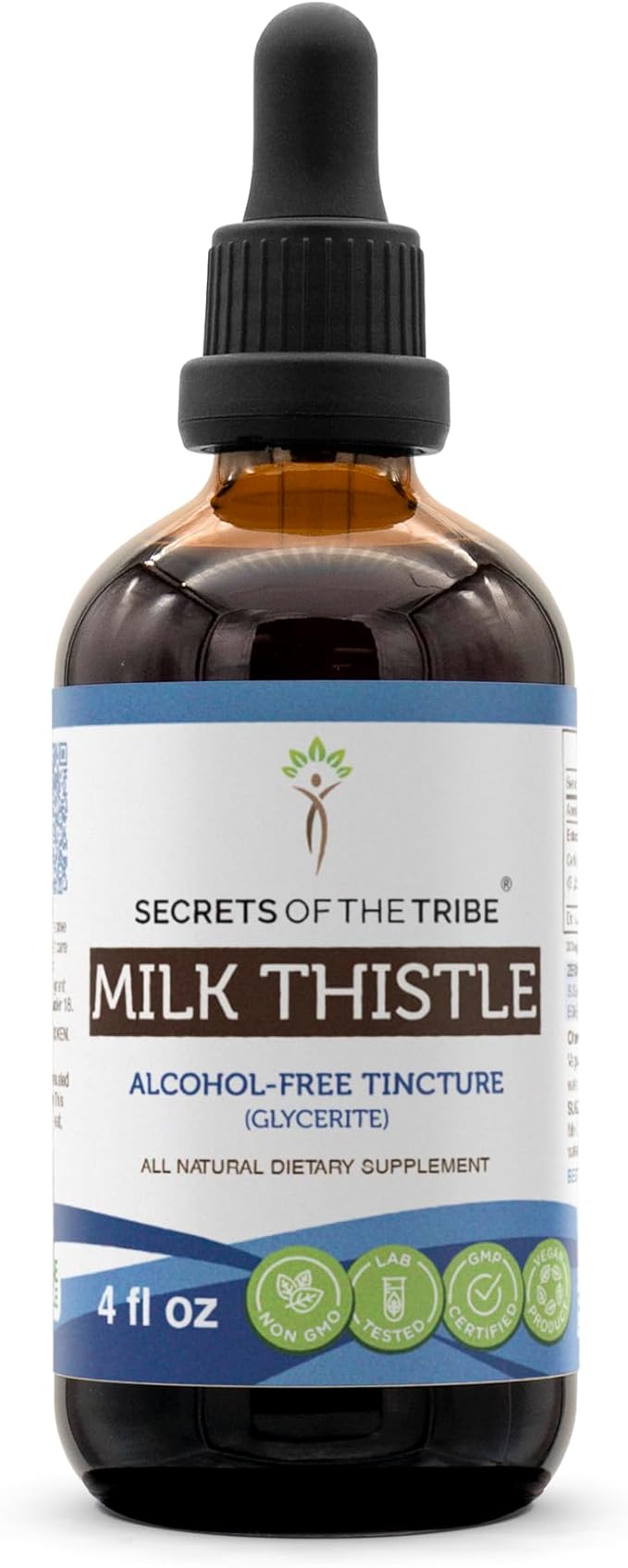 Secrets of the Tribe Milk Thistle Tincture Alcohol-Free Extract Milk Thistle (Silybum marianum) Dried Seed 4 OZ