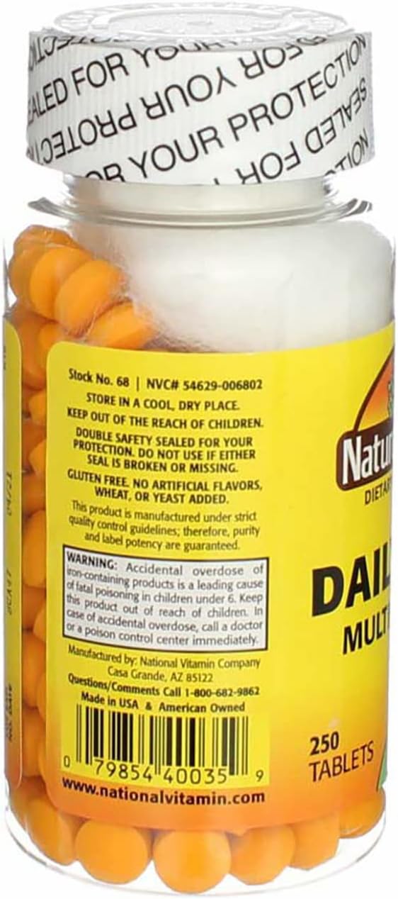 Nature's Blend Daily Vite Multivitamin 250 Tablets Per Bottle (Pack of 3)