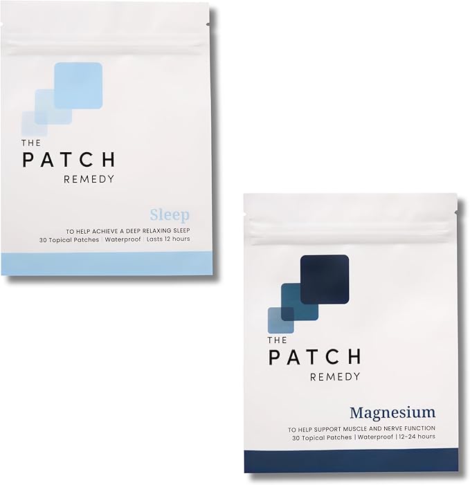 The Patch Remedy Sleep &amp Magnesium Bundle - (60 Patches) Natural Melatonin-Free Sleeping Patch &amp Magnesium Glycinate Patch Kit | Mineral &amp Sleep Support