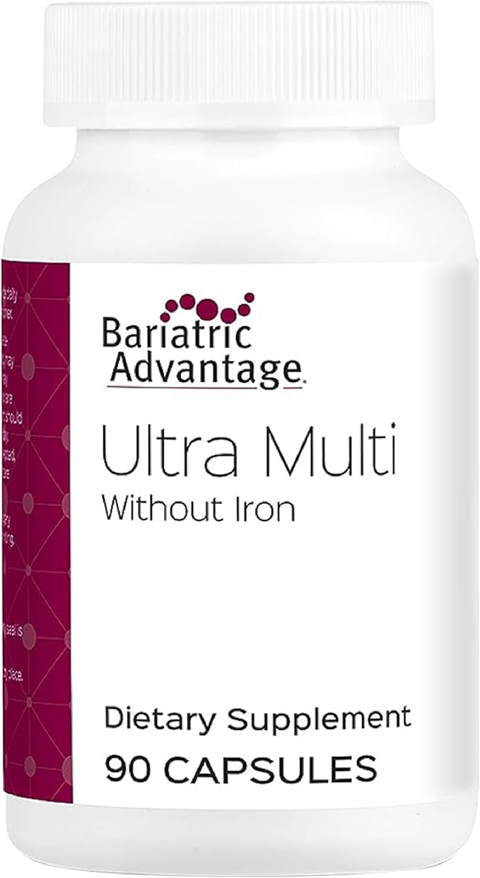 Bariatric Advantage Ultra Multi Without Iron High Potency Daily Multivitamin for Bariatric Surgery Patients with 22 Essential Vitamins and Nutrients - 90 Capsules 30 Servings