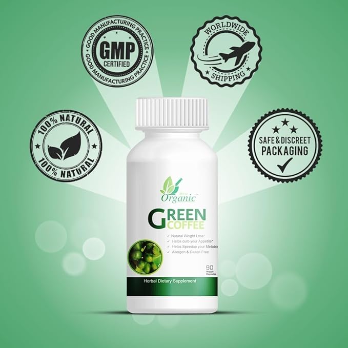 Green Coffee Bean Extract 480mg with Magnesium Stearate Venetable Cellulose (Capsules) 180 Capsules Pack of 2 (90 Pills x2)