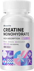 Creatine Monohydrate Capsules -3 Creatine Capsules per Serving 2500mg Gluten Free 180 Capsules