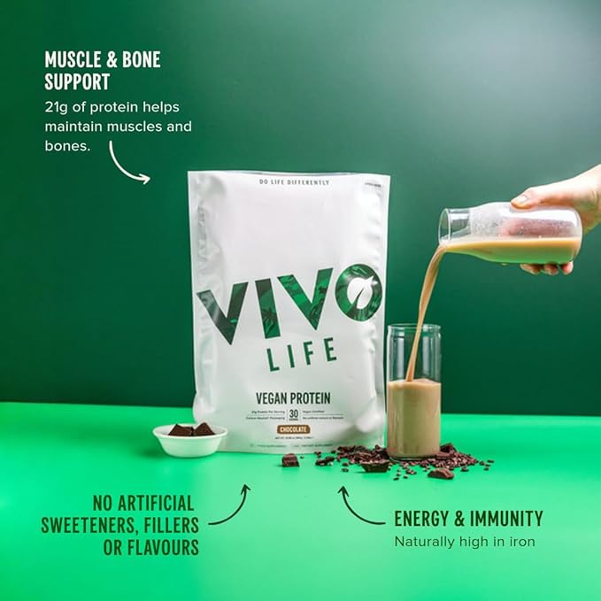 Vivo Vegan Protein Powder - 0.7 oz of Plant-Based Protein per Scoop 30 Servings (31.7 oz) (Vanilla) (31.7 oz Unflavored)