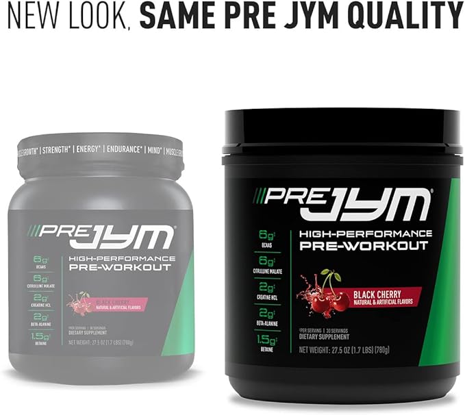 JYM Supplement Science Pre JYM Black Cherry Pre Workout Powder for Men &amp Women BCAAs Nootropics Creatine HCI Citrulline Beta-Alanine Betaine Taurine Huperzine 30 Servings