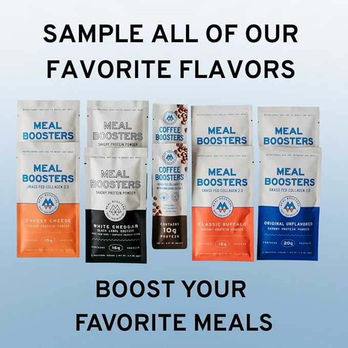 Savory Protein Powder White Cheddar Flavor Complete Protein Blend | 16g High Protein Meal Enhancer for Cooking | Sampler Pack | 6 Individual Servings