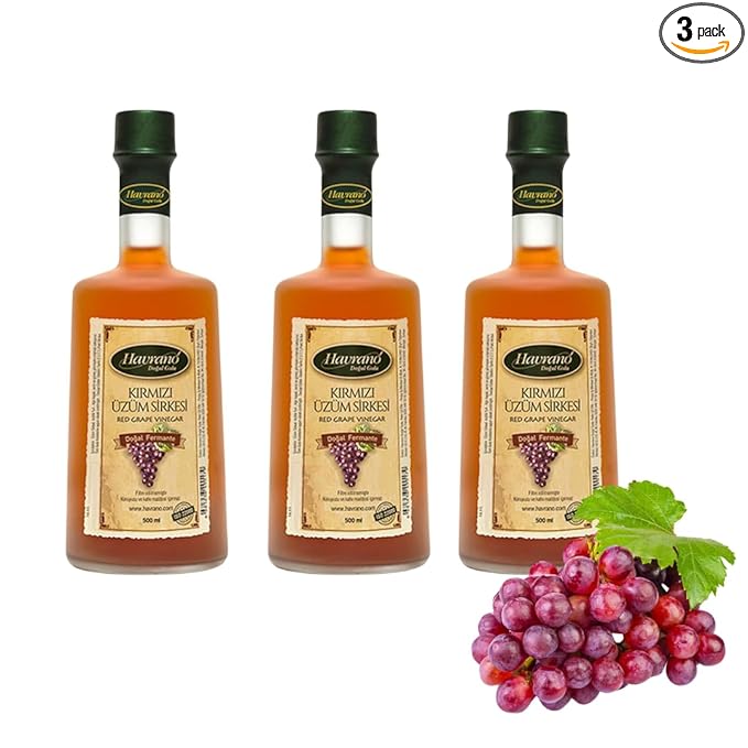 Natural Red Grape Vinegar Additive-free 100% Natural Fermented Organic Turkish product 500 ml - PACK OF 3